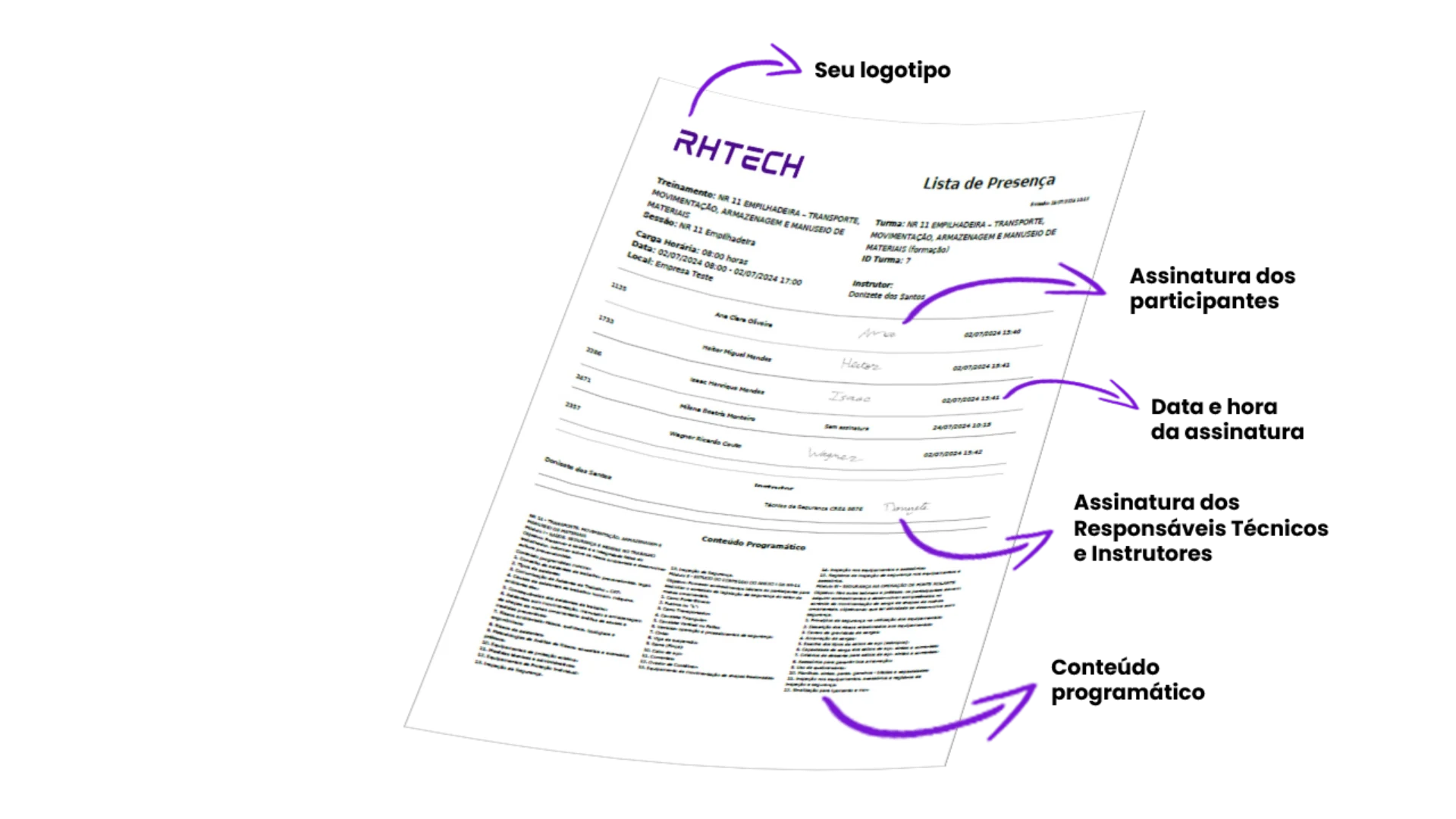 Lista de presença digital RHTECH